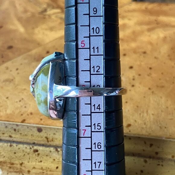 Natural Connemara Marble Sterling Silver Claddagh Ring Size 6 - Picture 8 of 9